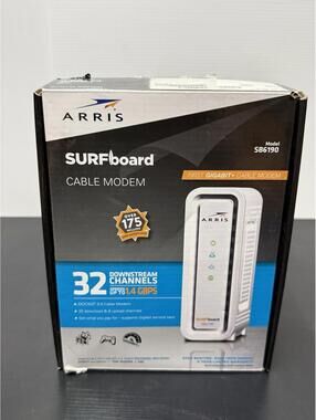 Arris SURFboard SB6190 DOCSIS 3.0 Cable Modem 32x8 w/ Box Tested Working